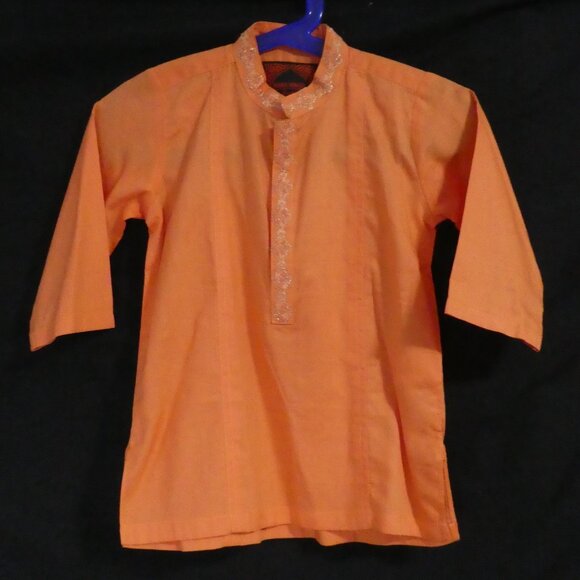 MINNIE MINORS KURTA | 6/9 years | Orange Collarless Traditional Shirt | S Asia - Picture 1 of 12